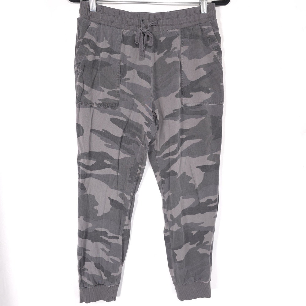 Splendid Joggers SMALL Camo Pull On Drawstring Relaxed Military Army Pants Gray - Picture 3 of 12